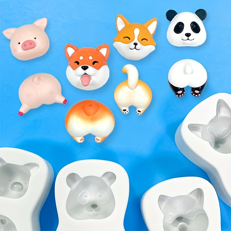 Food-grade Silicone Mold 3D Dog Corgi Bulldog Animal Silicone Mold  Gum-Paste Mold Biscuit Mold