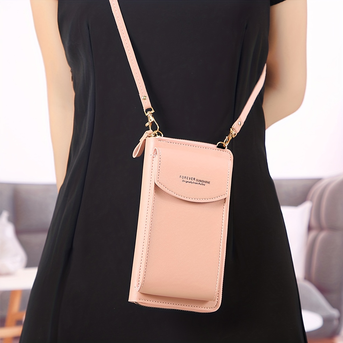 New Women Purses Solid Color Leather Shoulder Strap Bag Mobile