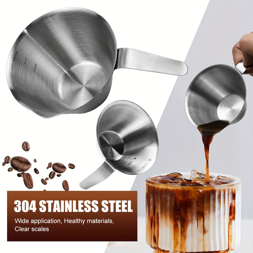 Stainless Steel Espresso Cup With Scale Ergonomic Handle - Temu