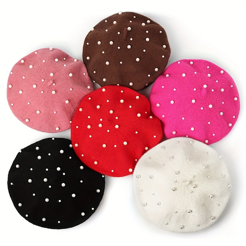 Pearl Women's Solid Warm Beret for Daily Use