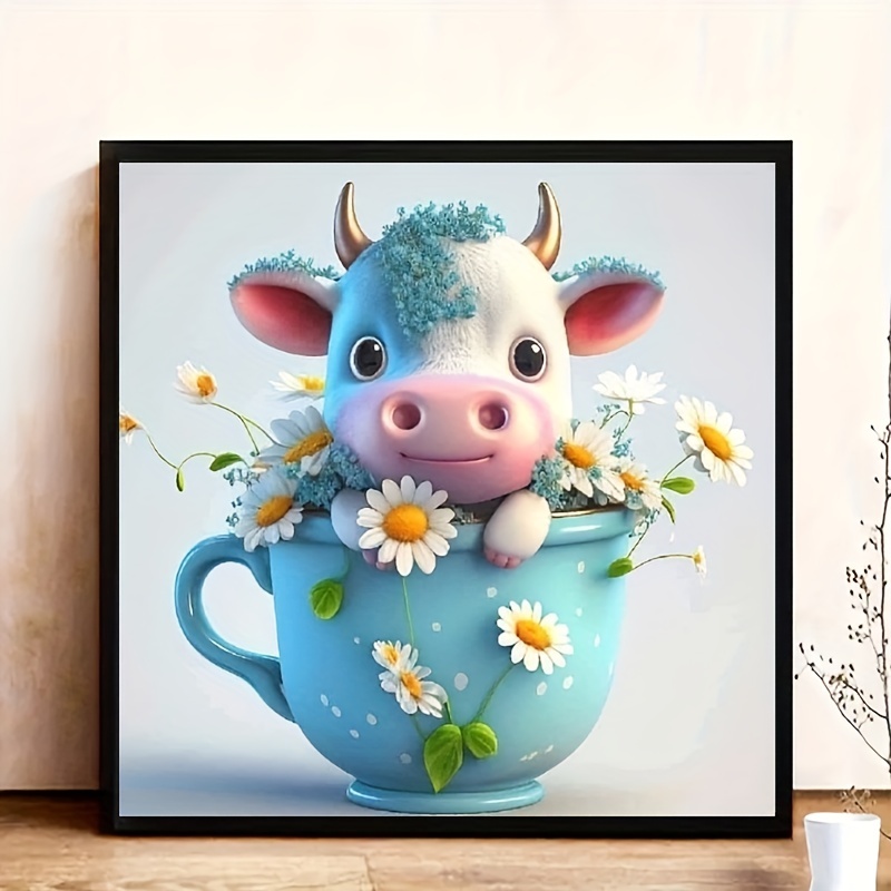 5D DIY Artificial Diamond Painting Cow Diamond Painting For Living Room  Bedroom Decoration 20*30cm/9.8in*11.8in