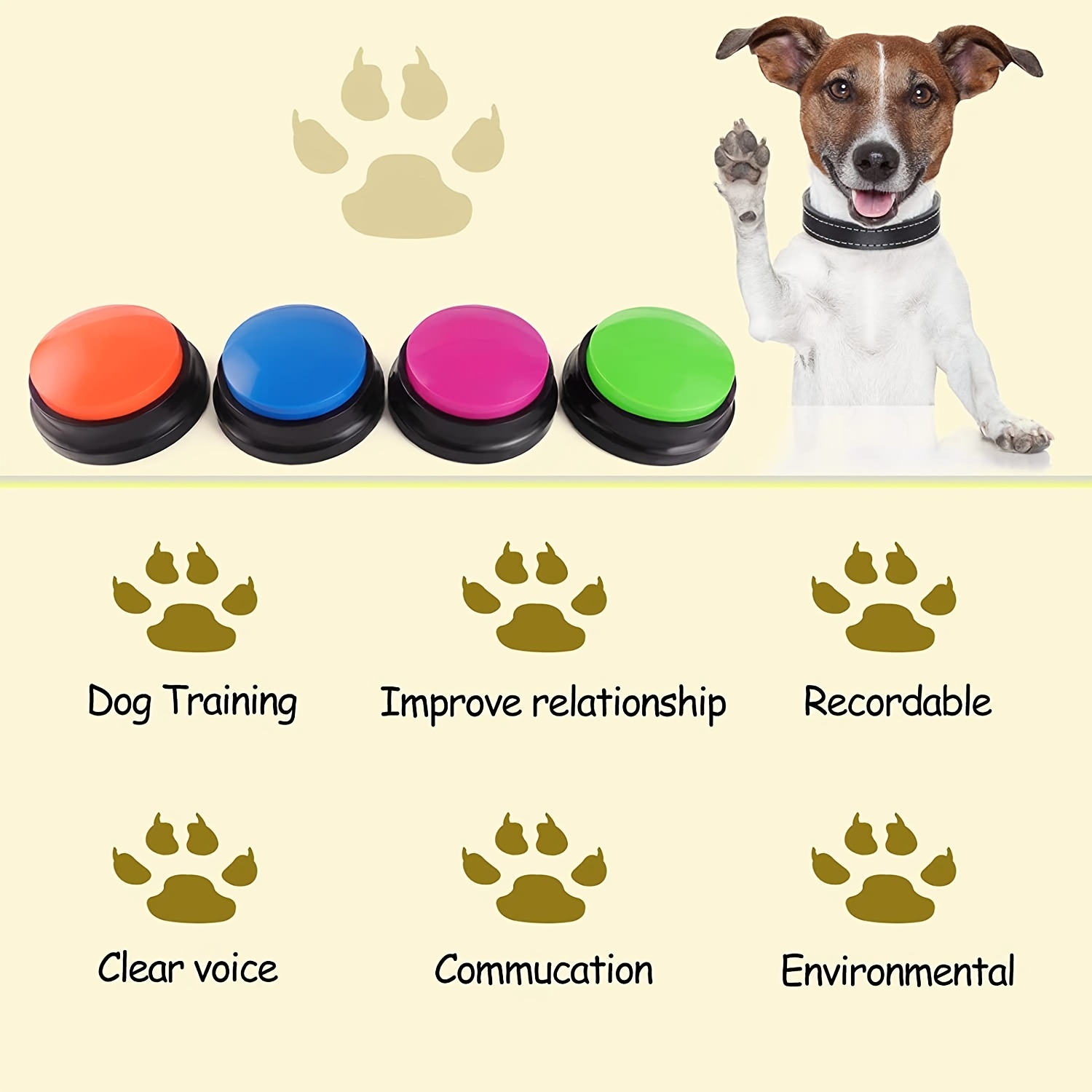 Boutons de communication pour chiens Bouton éducatif enregistrable Chien  parlant Buzzer de formation pour animaux de compagnie pour 30 secondes