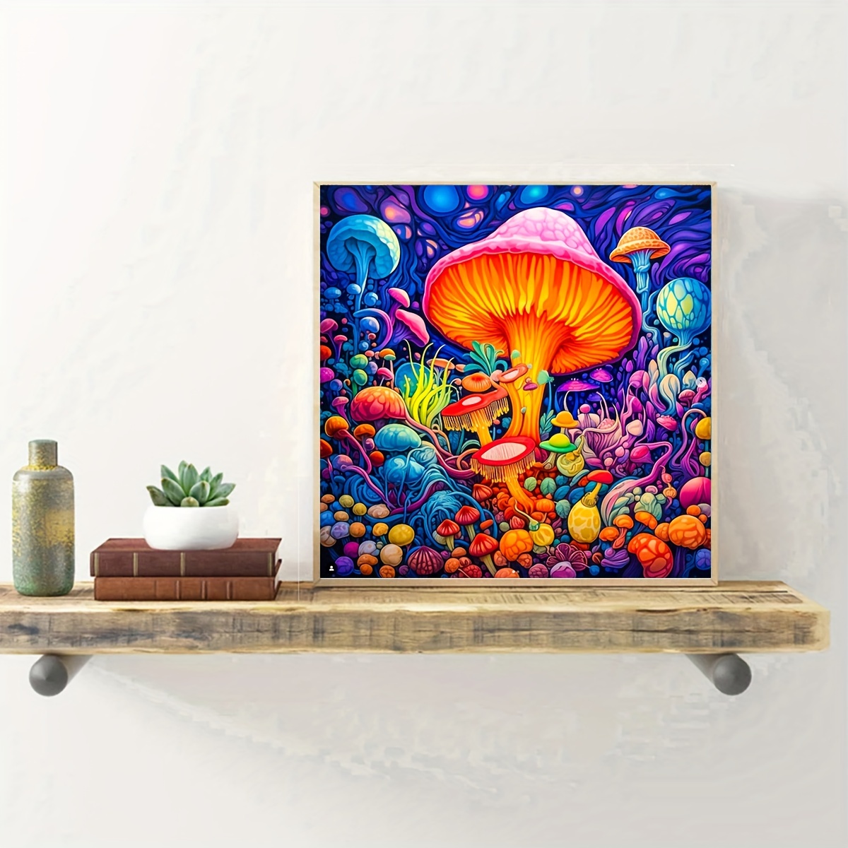 TISHIRON Diamond Painting Kits,12x16 inch 5D DIY Abstract Trippy Mushroom  Diamond Art Crafts Kit for Home Wall Decor Gift 