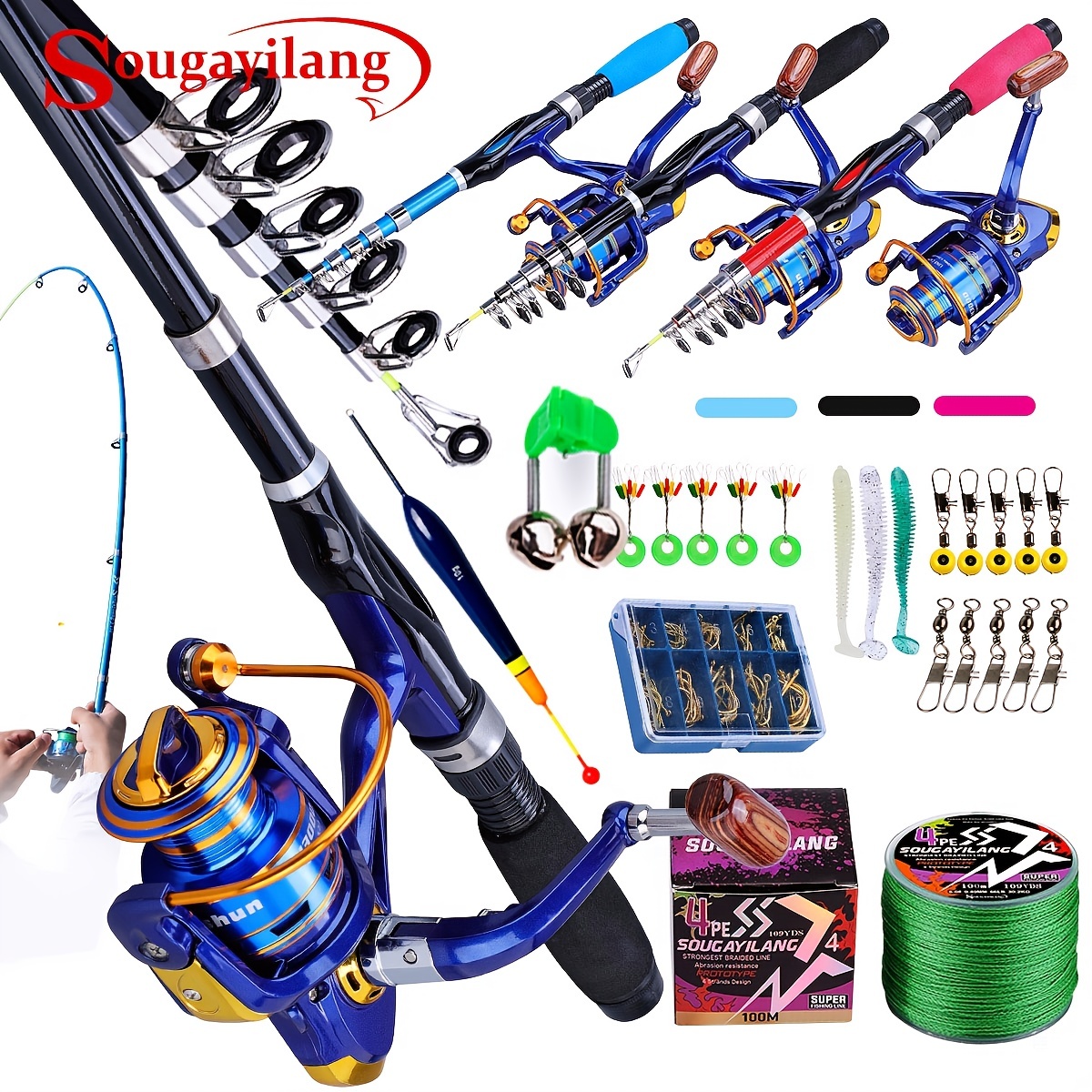 Sougayilang Chidren Fishing Set, Fiberglass Telescopic Fishing Rod And  1000-4000 Series Spinning Reel And Fishing Line Fishing Lures And Other  Accessories For Novice - Temu Netherlands