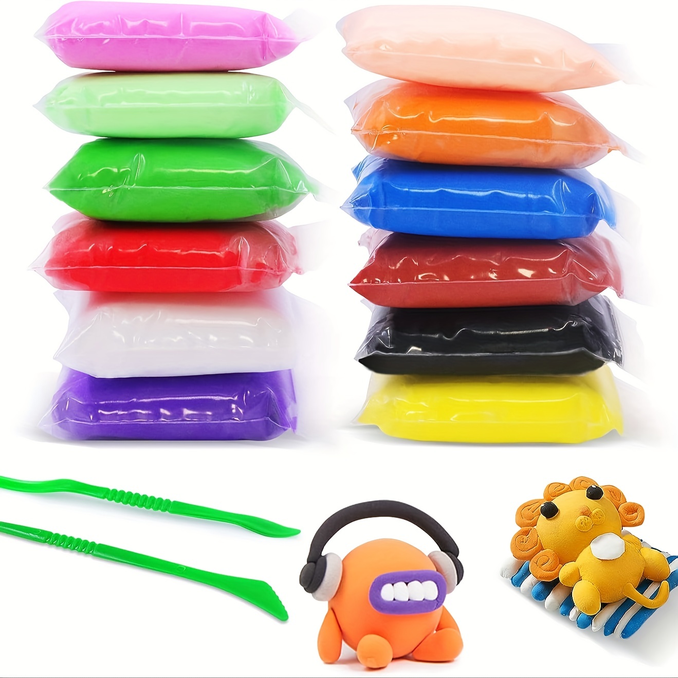  Kit de arcilla para modelar – 24 colores de secado al aire  ultra ligero, suave y elástico, arcilla de moldeo con herramientas, regalo  para niños y niñas de 3 a 12