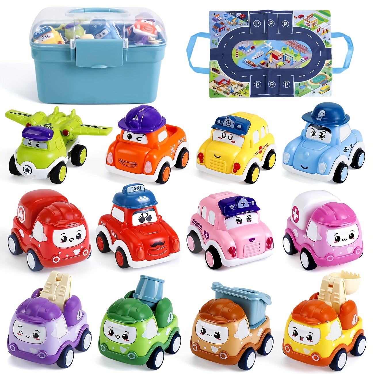 Spielzeugautos Push And Go Play Set Reibungsbetriebenes Auto Rückzieher  Fahrzeuge Transport Werkzeuge Geschenke für Babys Kleinkinder Kinder Jungen  Mädchen Alter 3+ Jahre alt (inkl.