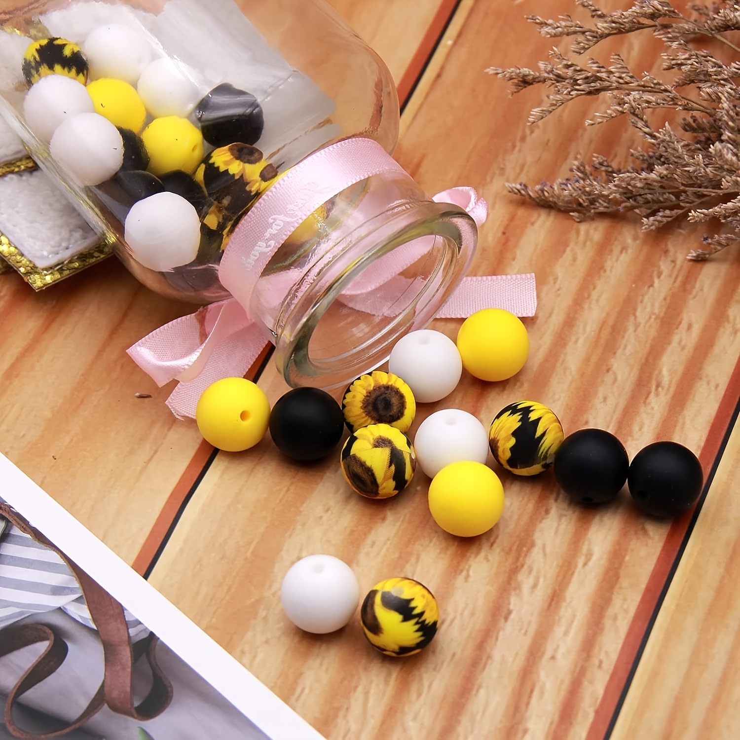 Silicone Beads Keychain Making Silicone Beads Bulk Sunflower - Temu