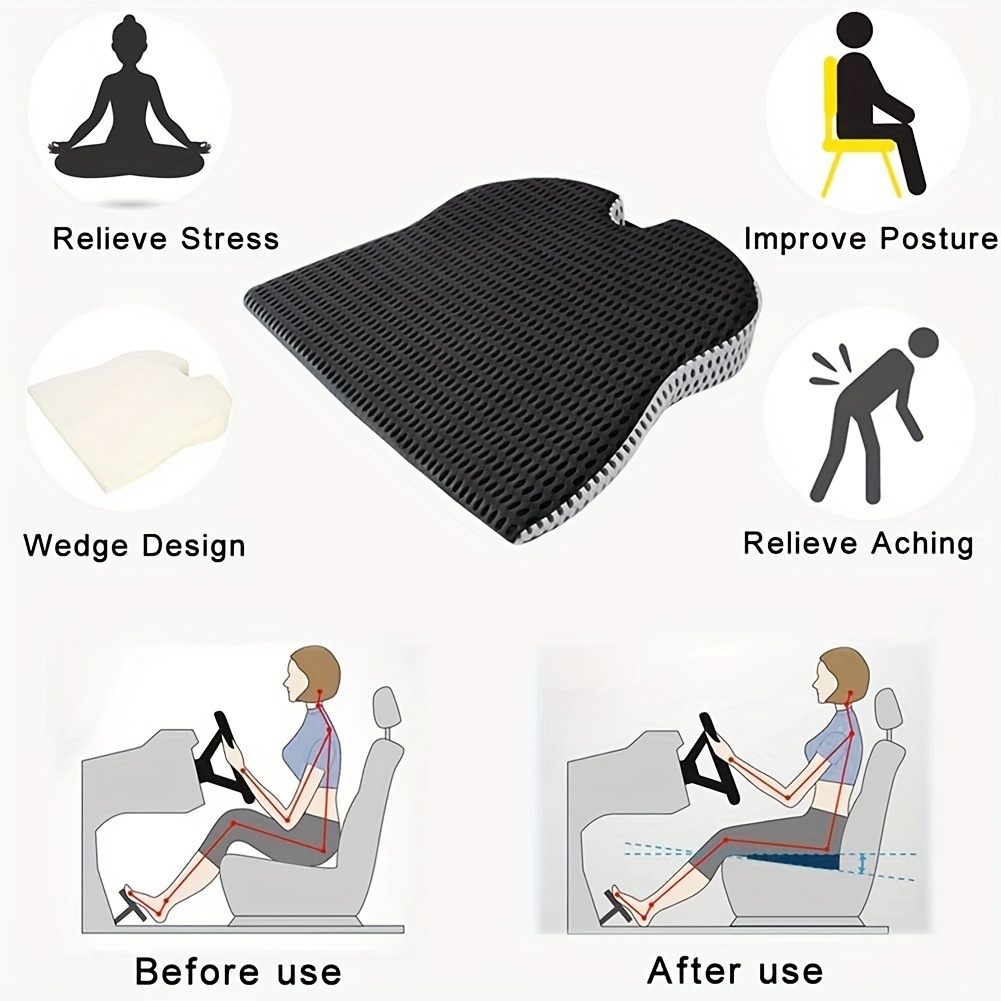 Car Seat Wedge Cushion Memory Foam Seat Cushion for Pain Relieve Car Driver  Office Chairs Wheelchair