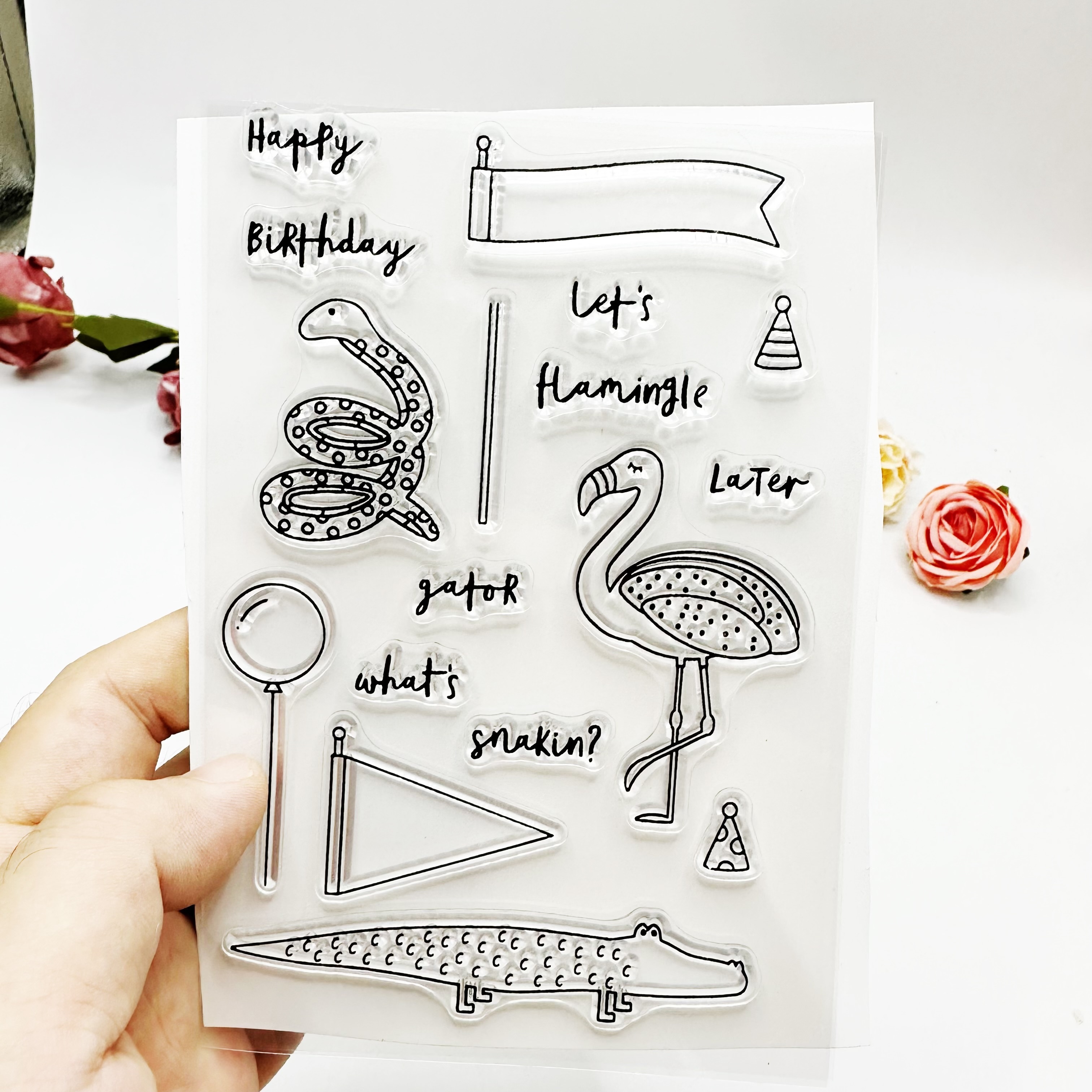 Didiseaon 2pcs Transparent Stamp DIY Clear Background Clear Blessing Words  Stamp Crafts Words Card Making Greeting Words Happy Birthday Stamp DIY