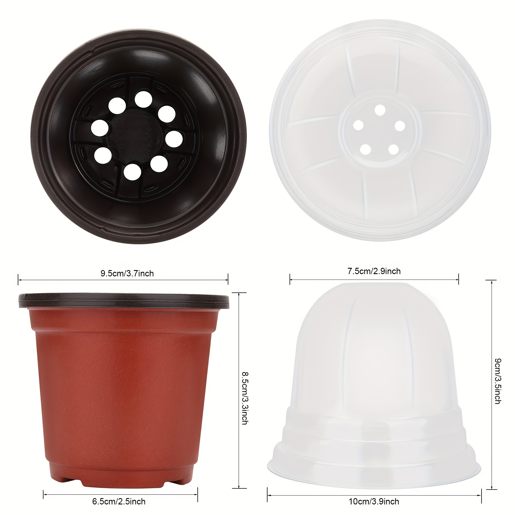 6-Inch Transparent Plastic Planter Plant Nursery Pots with
