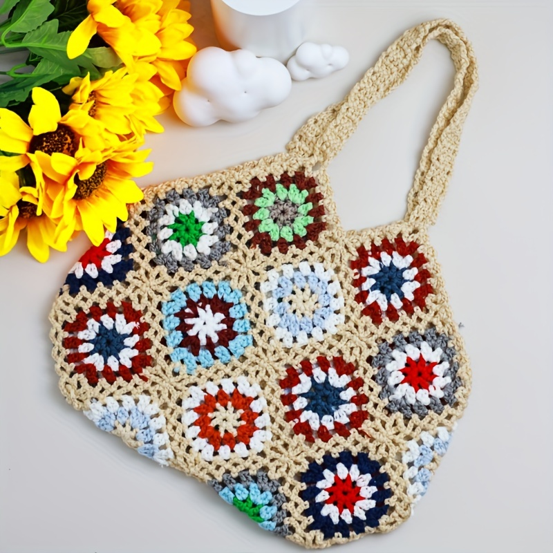 1pc Large Capacity Heart Shaped Crochet Tote Bag, Multifunctional For Beach  Or Daily Commute
