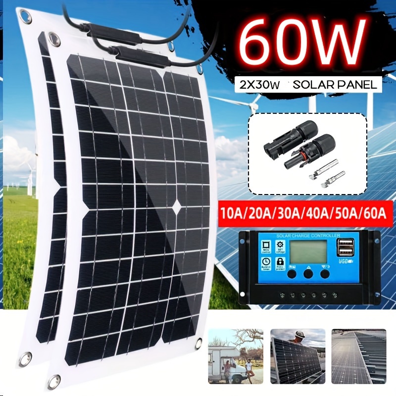 Panneau solaire chargeur solaire 12V 30W + controleur 10A double