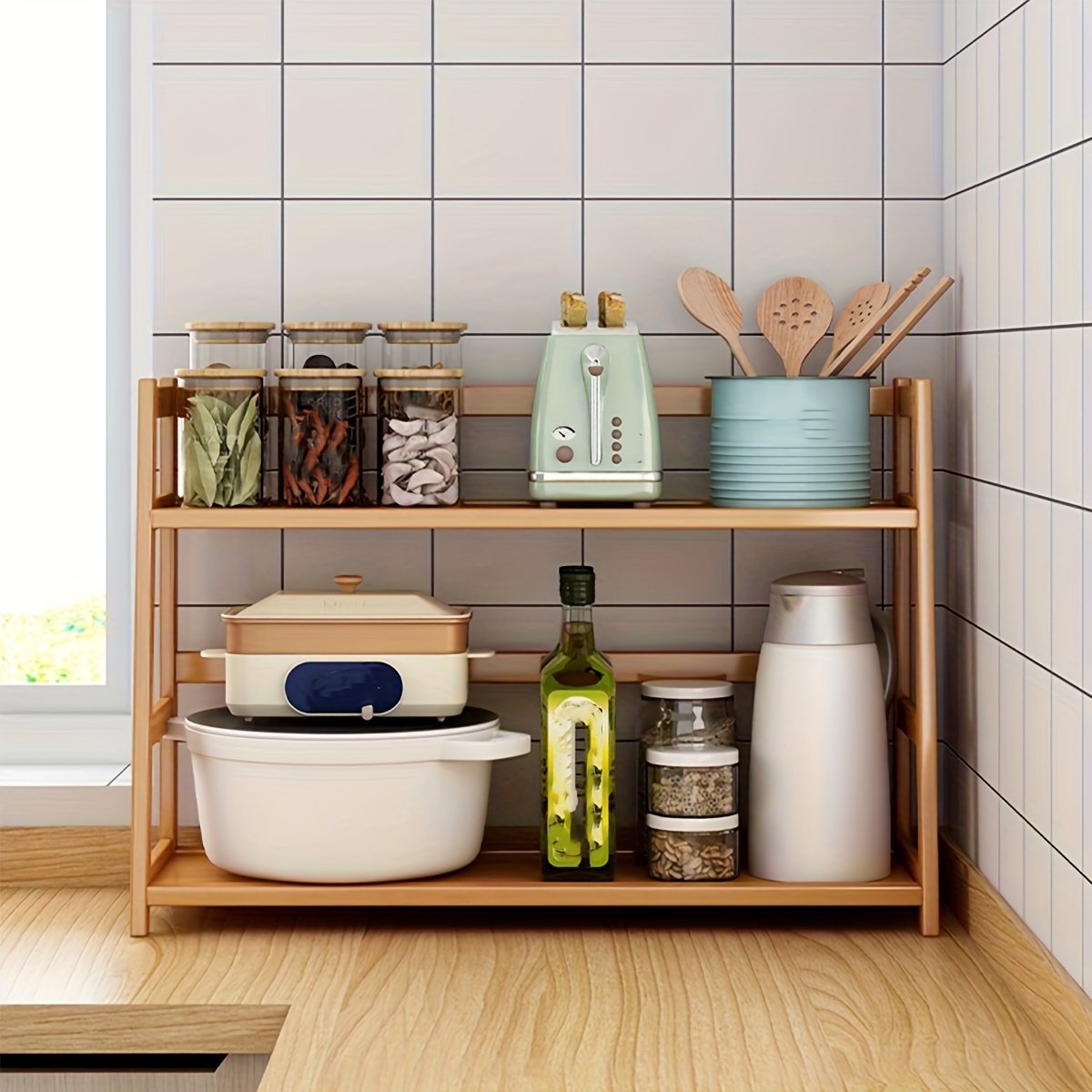 Bamboo Countertop Storage Cabinet for Kitchen / Livingroom / Bedroom