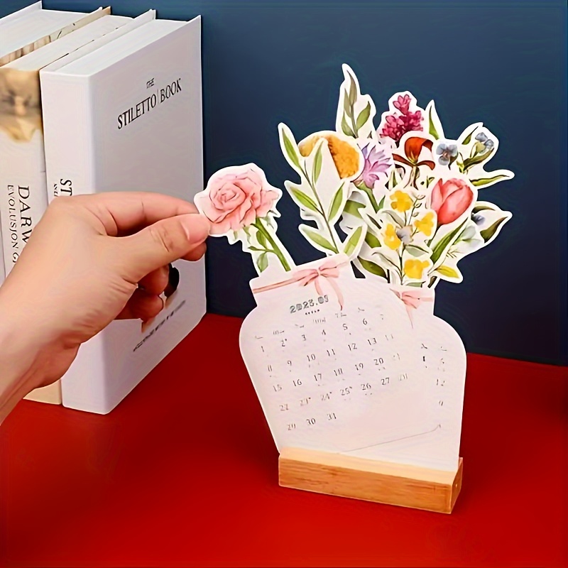 2024 Bloomy Flowers Desk Calendar Creative Floral Desk - Temu