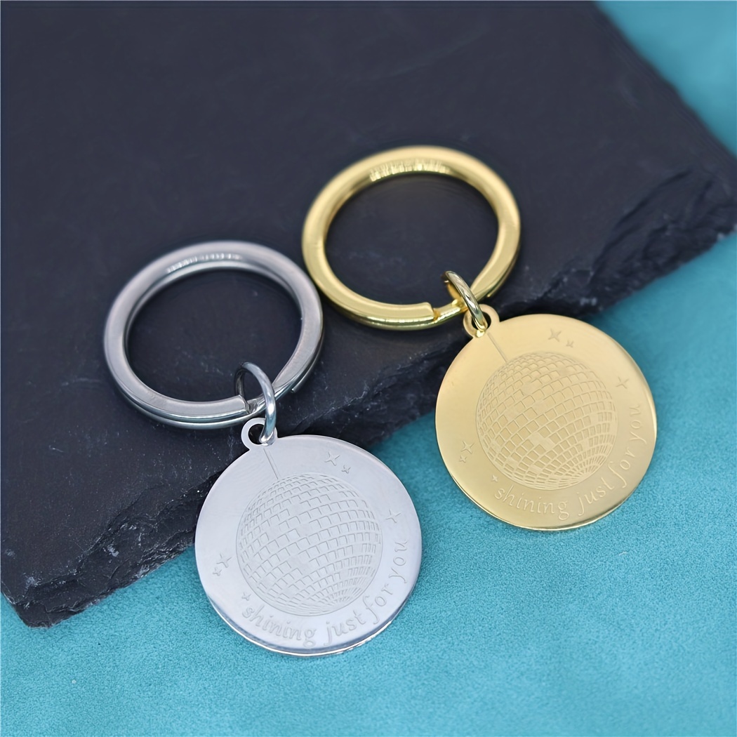 1pc Happy Face Keychain Golden Keyring, Bag Pendant Accessories, For Men