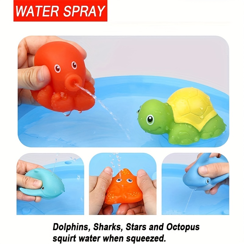 Bath Toy Set Water Spraying Discoloration Floating Shark - Temu