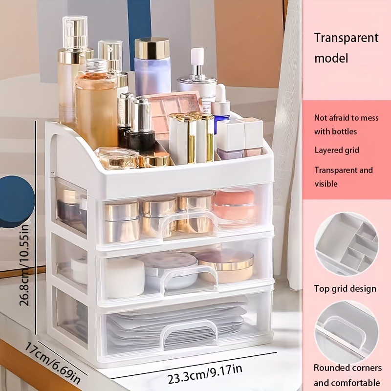 Cosmetic Storage Box, 1pc Rabbit Decor Multi-Use Makeup Organizer With  Drawers, Countertop Organizer For Cosmetics, Vanity Holder For Lipstick