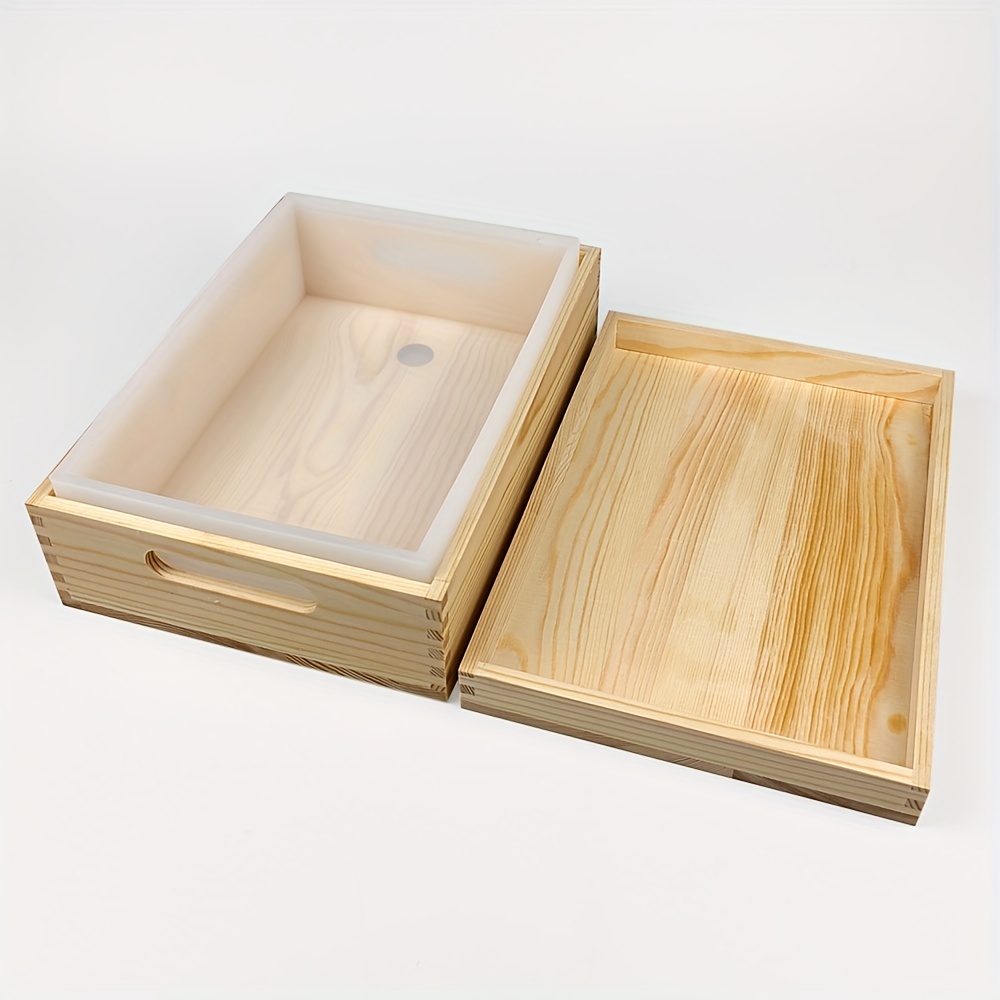 Boîte en bois de silicone rectangulaire avec couvercle, moule de