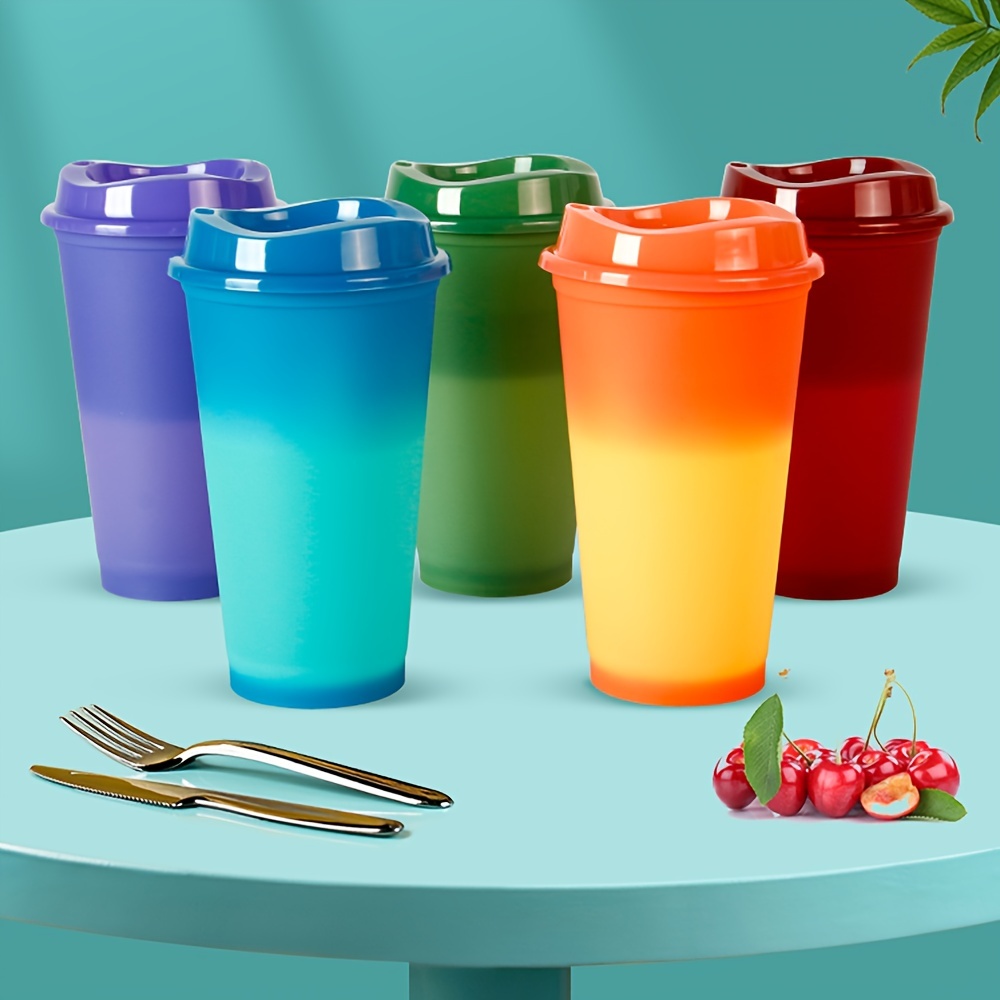 710ml Reusable with Straws Creative Water Cups Changing Colour Cup Magical  Plastic Cold Water Color Changing Cup for Halloween