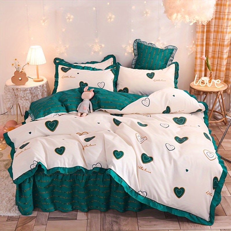 Creative 2-color Embroidery 4Pcs Duvet Cover Bedding Sets - Online