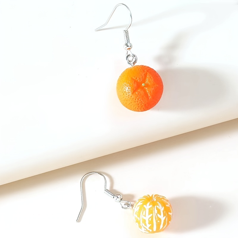 Women's Creative Orange Resin Earrings, Fruit Style