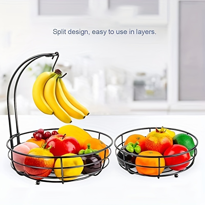 Iron 2 tier Fruit Bowls Countertop Fruit Vegetables Basket - Temu