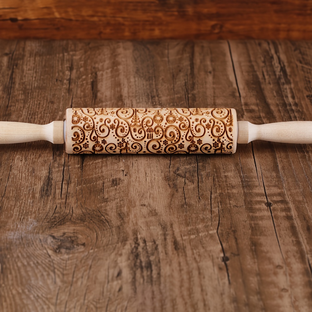 Christmas Reindeers Rolling Pin wooden Embossed Rolling Pin - Temu