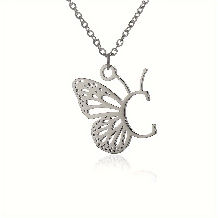 Butterfly necklace with deals initial