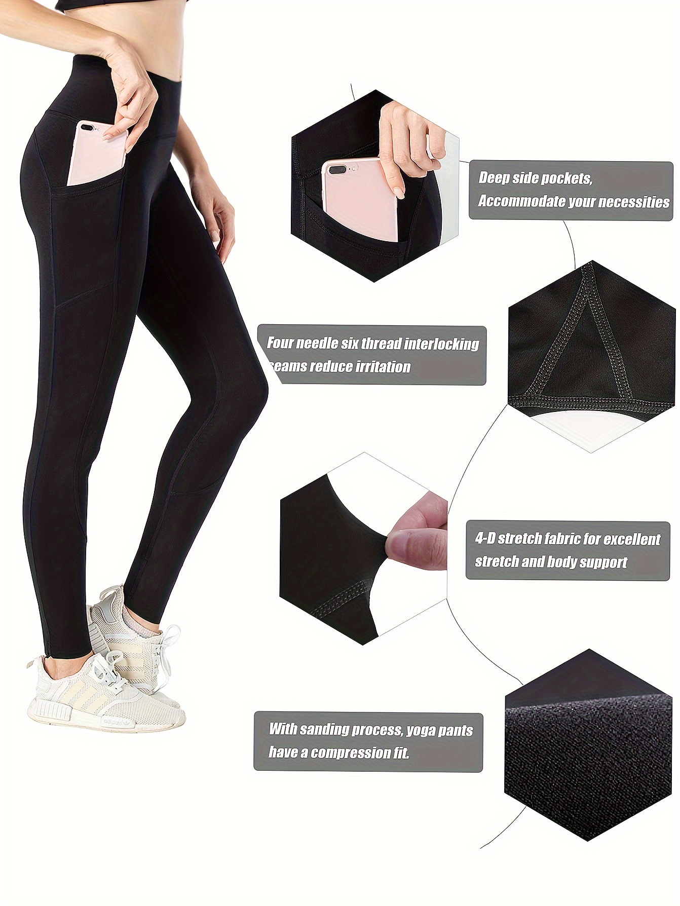 Women's High Waist Yoga Pants With Pockets, Athletic Compression