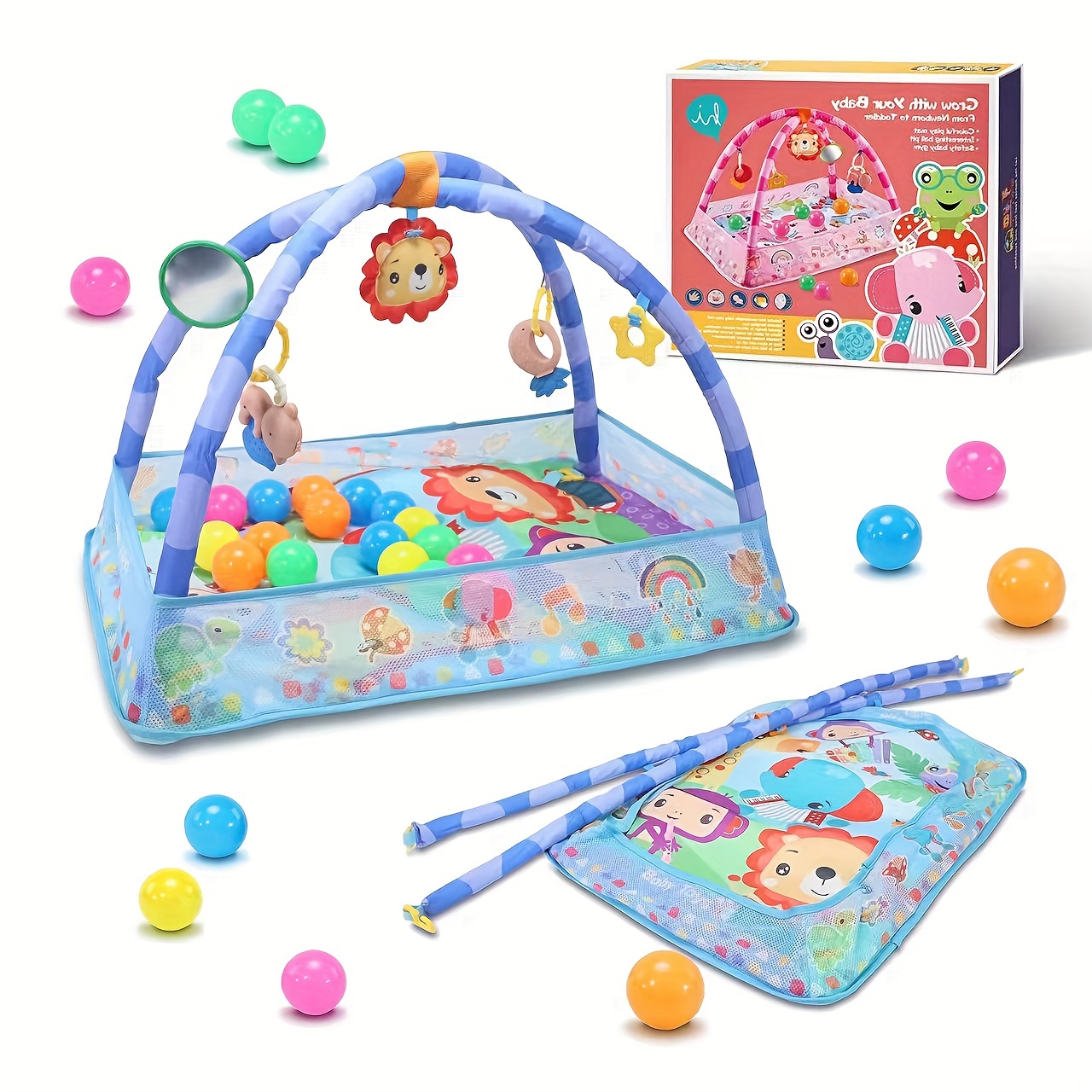 Baby Portable Gym Mat, Baby Travel Mat, Con 8pcs Bolas Gratis, Interior Y  Exterior Plegable Carry Mat, Para Bebé De 0-18 Meses