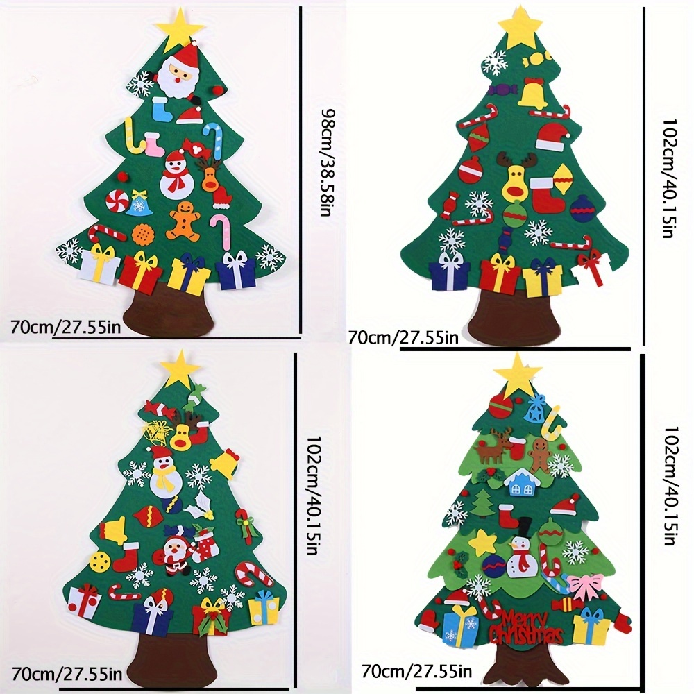 Felt Christmas Tree Set Plus Snowman Advent Calendar - Xmas Decorations Wall  Hanging Ornaments Kids Gifts Party Supplies