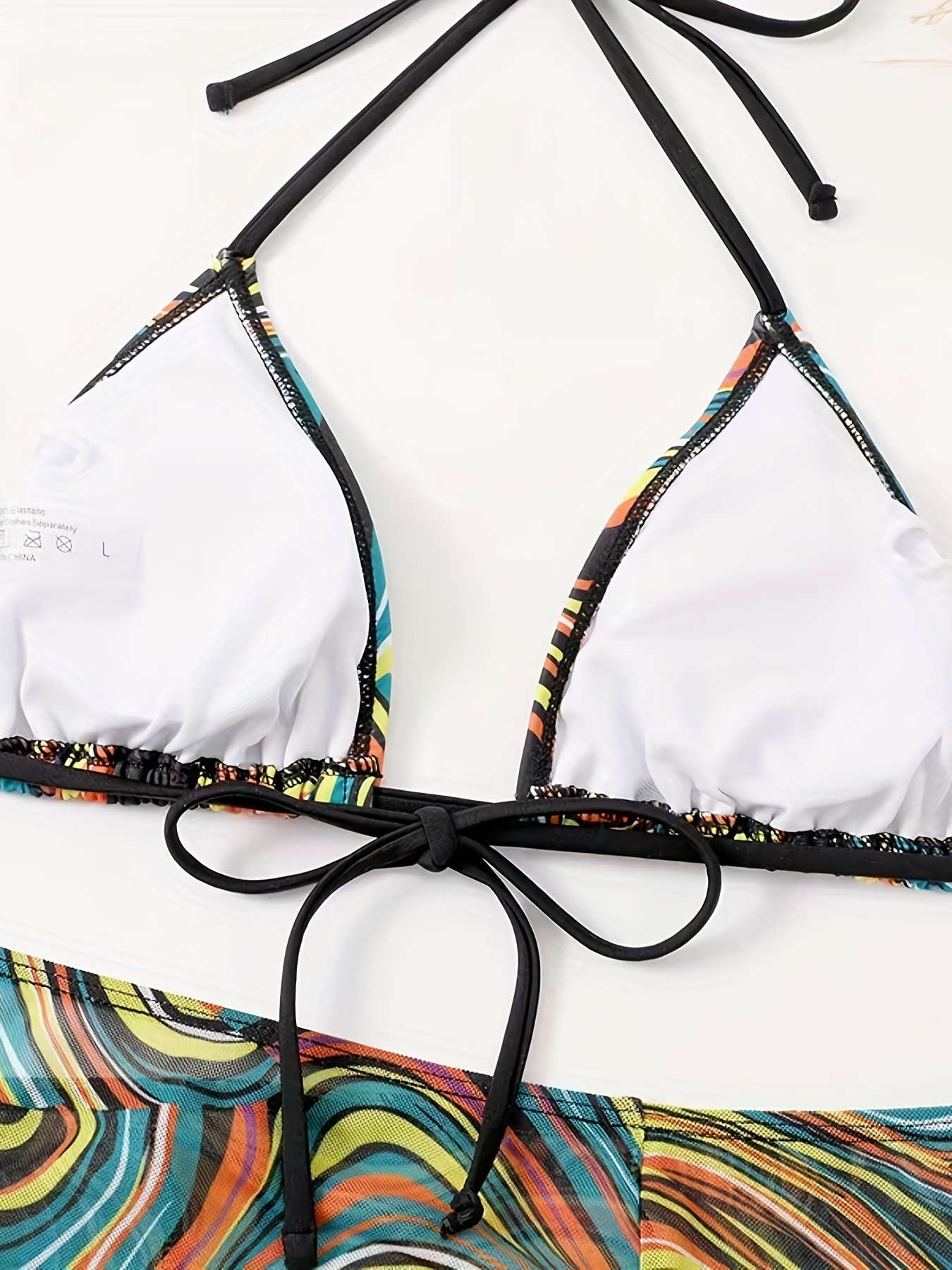 Criss Cross Neck Fluid Print Bikini Define Com Cordão Cobrir - Temu Portugal