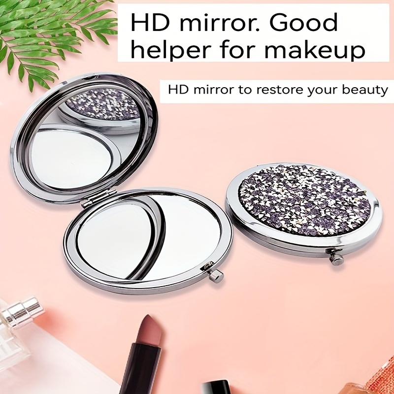 Crystal Sticky Round Makeup Mirror Double Sided Mirror - Temu