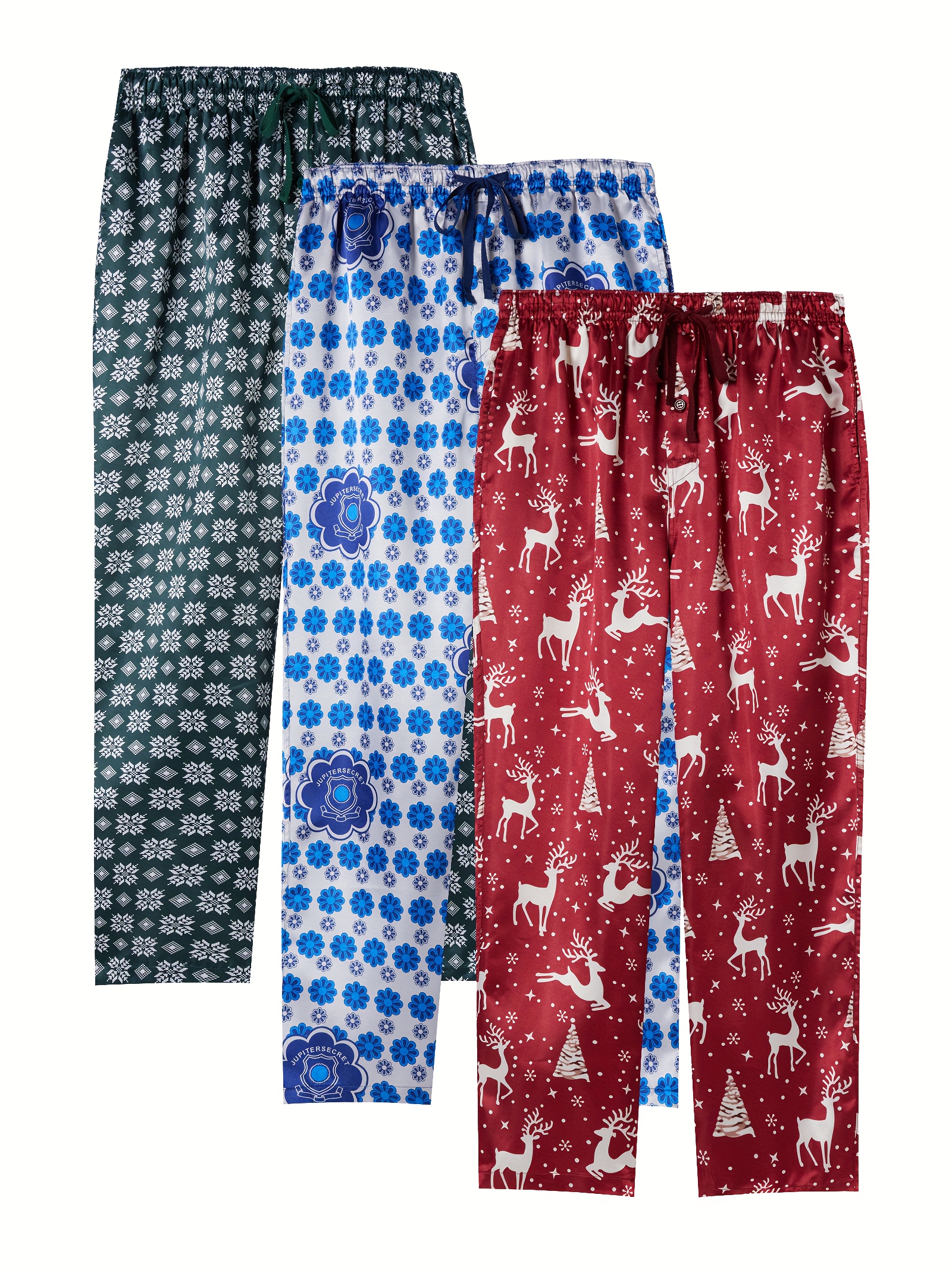 Men's Christmas Style Satin Casual Comfy Pajama Pants Trendy - Temu