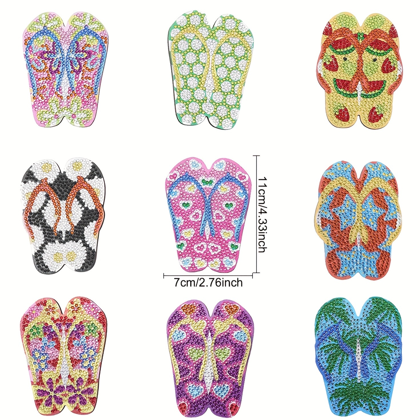 Artificial Diamond Painting Flip Flop Coasters Kit Diamond - Temu