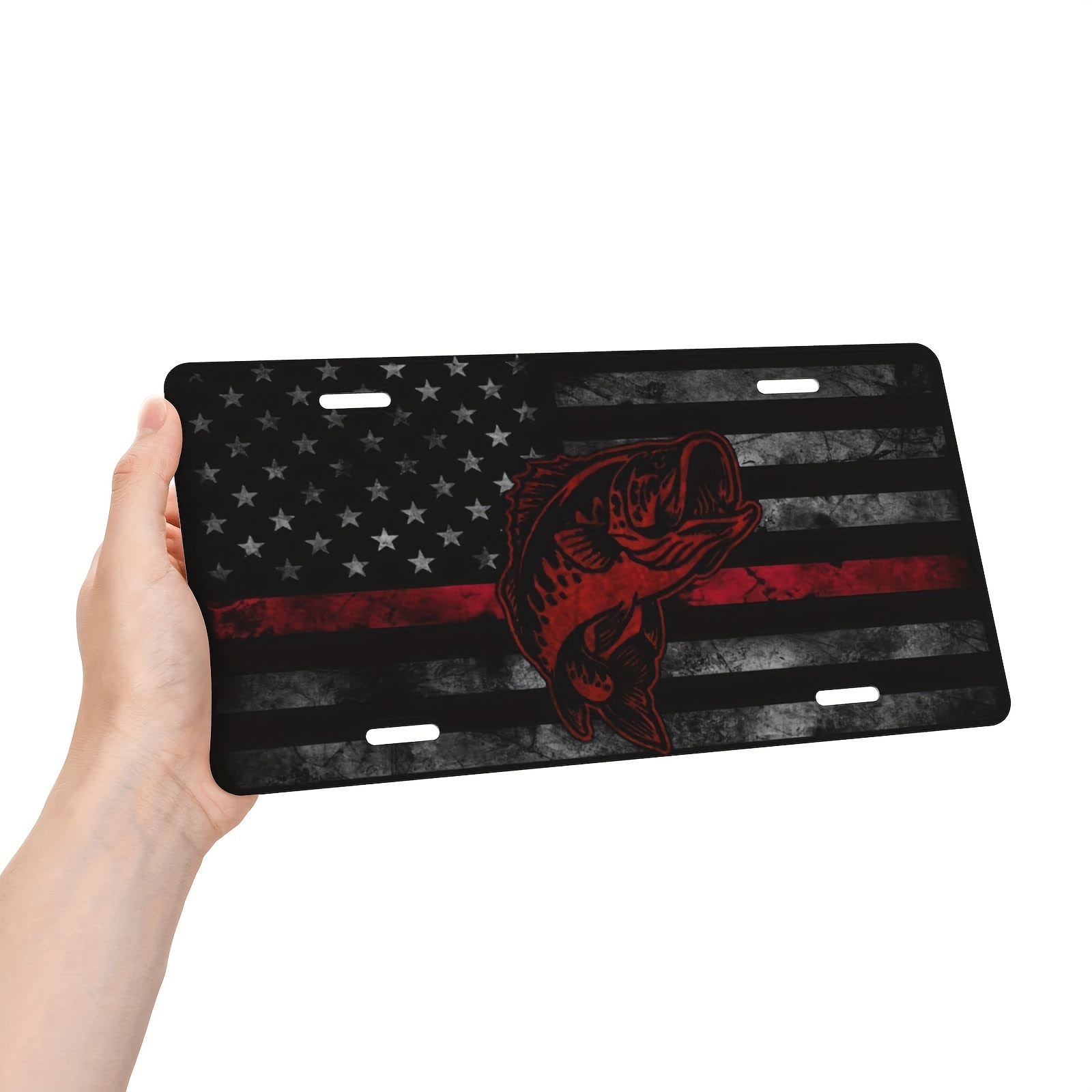Firefighter Red Line Redline American Flag Bass Fish License Plate Aluminum  Metal Tag Metal Car Plate Novelty Auto Decoration 6 12in 15 30cm -  Automotive - Temu Canada