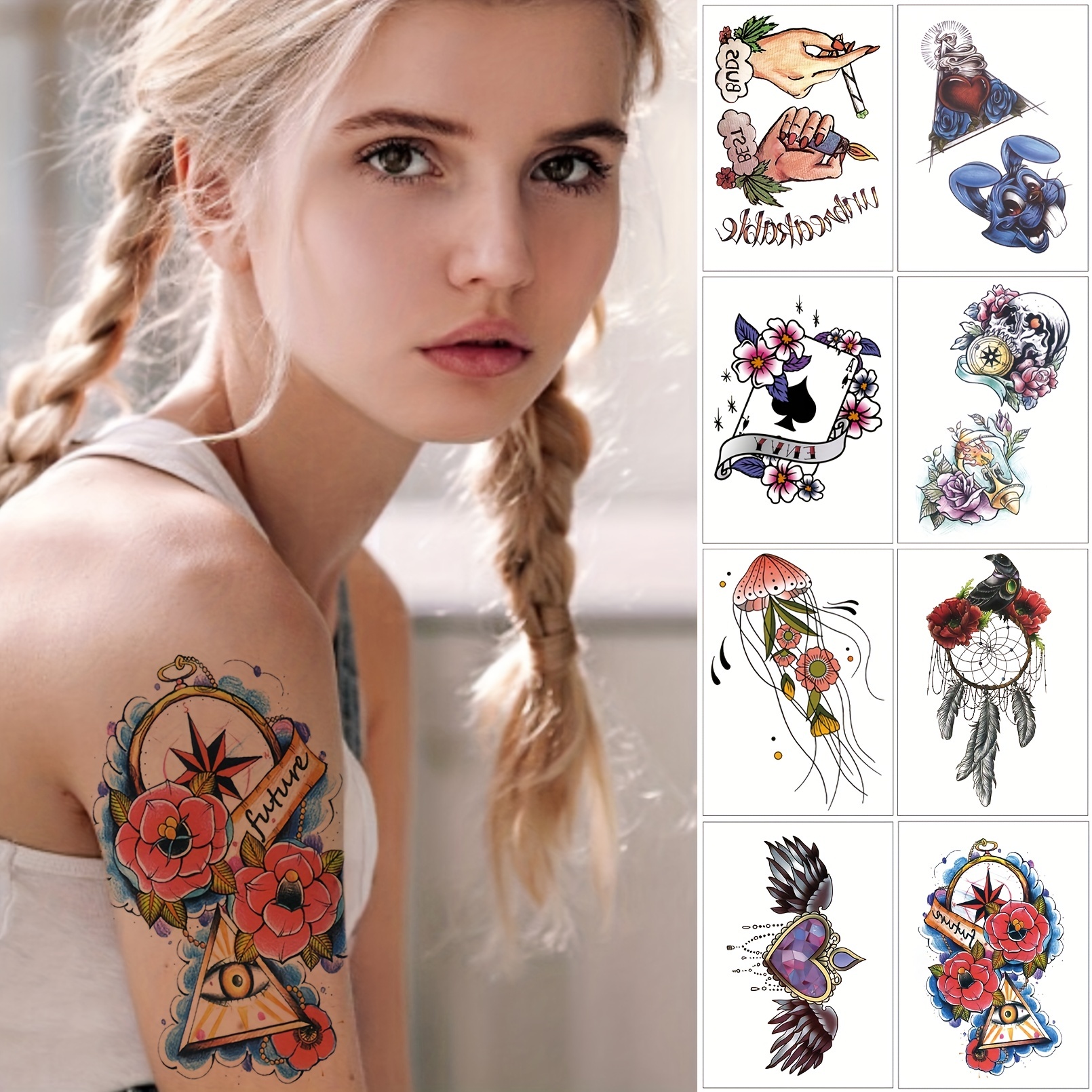 Music Festival Cool Simple Temporary Tattoo Sticker Smile Face