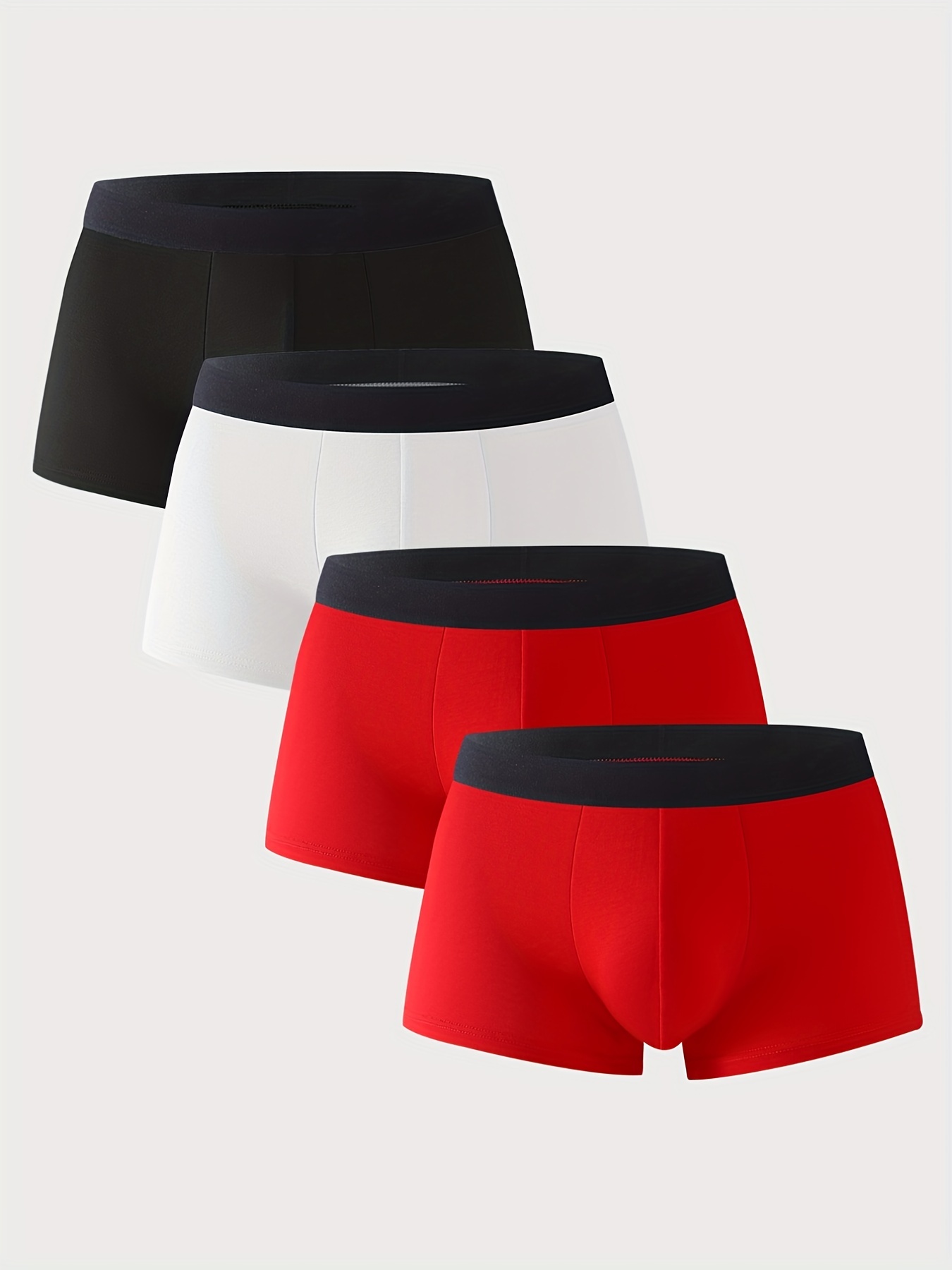 Cheap 4 Pcs Red Color Men Underwear Cotton Boxers Shorts