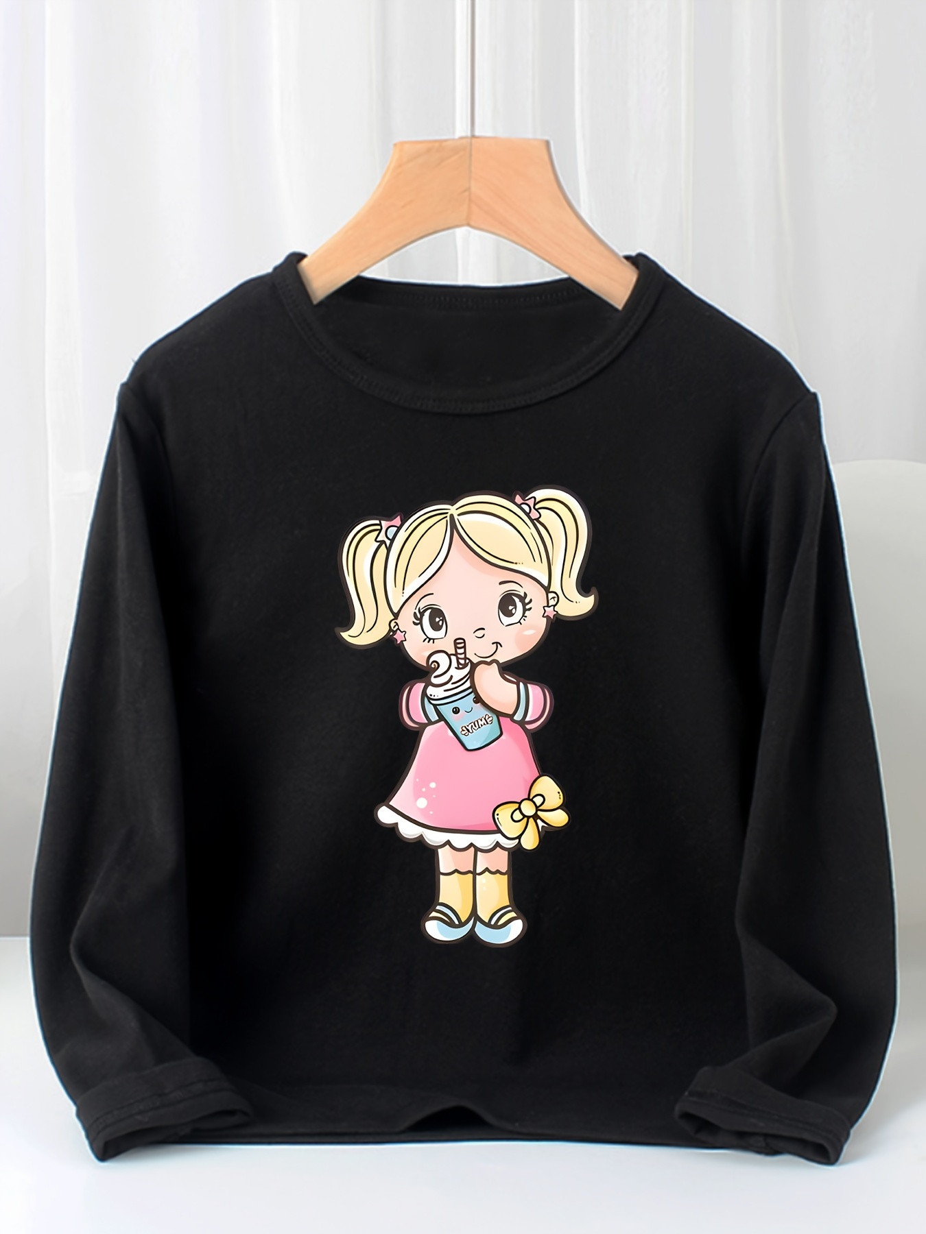 Camiseta negra cuello redondo niña dibujos animados camiseta de té verano  estampado casual ropa infantil bonita camiseta de manga corta divertida  camiseta monocolor camiseta para niños para niñas: : Moda