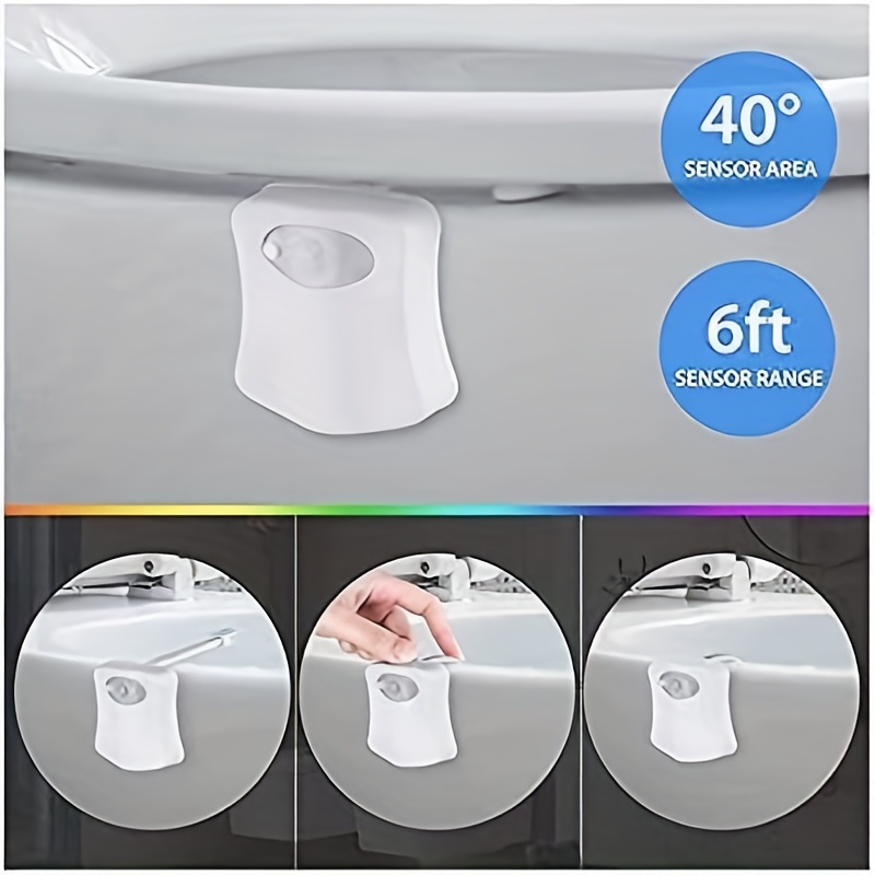 White Toilet Night Light - Motion Sensor Activated Bathroom LED Bowl Toilet  Light, Fun 32 Colors Changing Bathroom Nightlight, Toilet Bowl Illuminate  Night Light