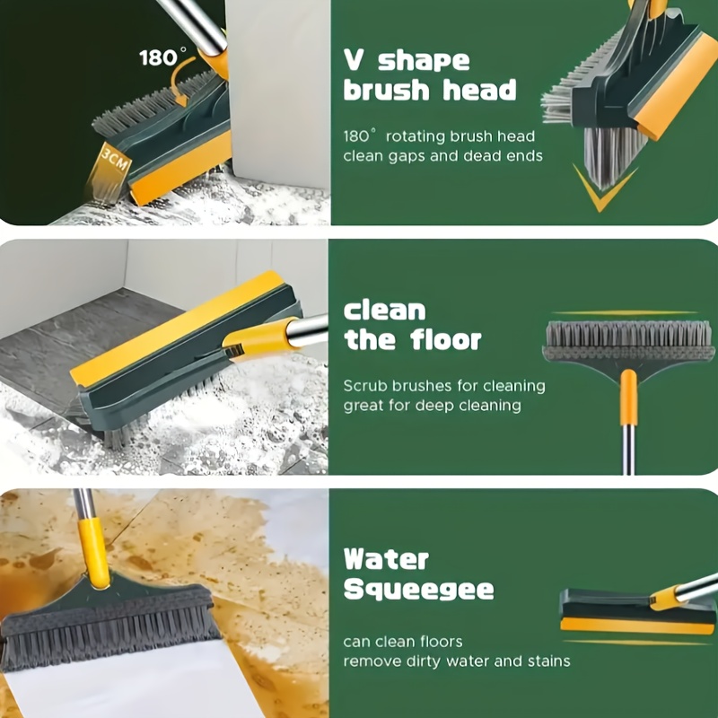 Bathroom cleaning brush ceramic tile gap floor bristles long