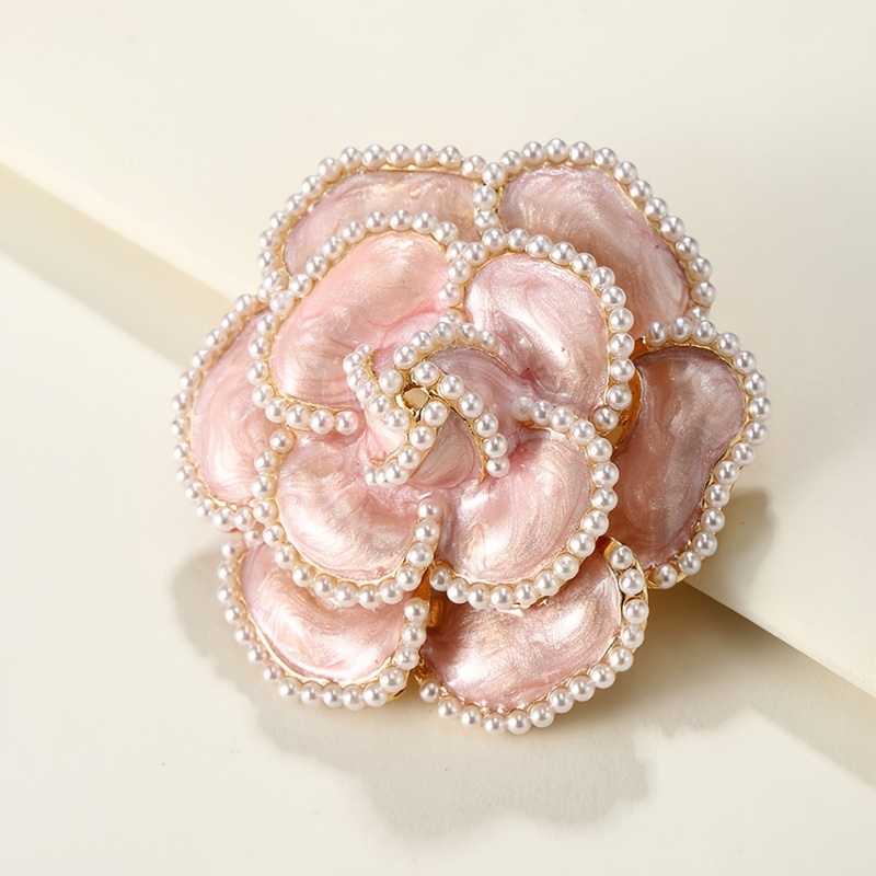 1 Pc Elegant Flower Brooch with Faux Pearls for Weddings & Gifts