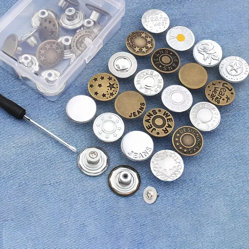 Buttons With Storage Box And Installation Tool Jeans Buttons