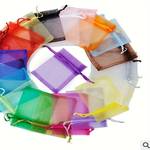 1pc, Solid Color Organza Bag Drawstring Packing Organza Net Bag, Makeup Organza Favor Bags, Net Gift Bags, Drawstring Goody Bags, Penetrating Light Fruit Protection Bags, Jewelry Gift Bags, Party Bag, Jewelry Bag, Festival Bag