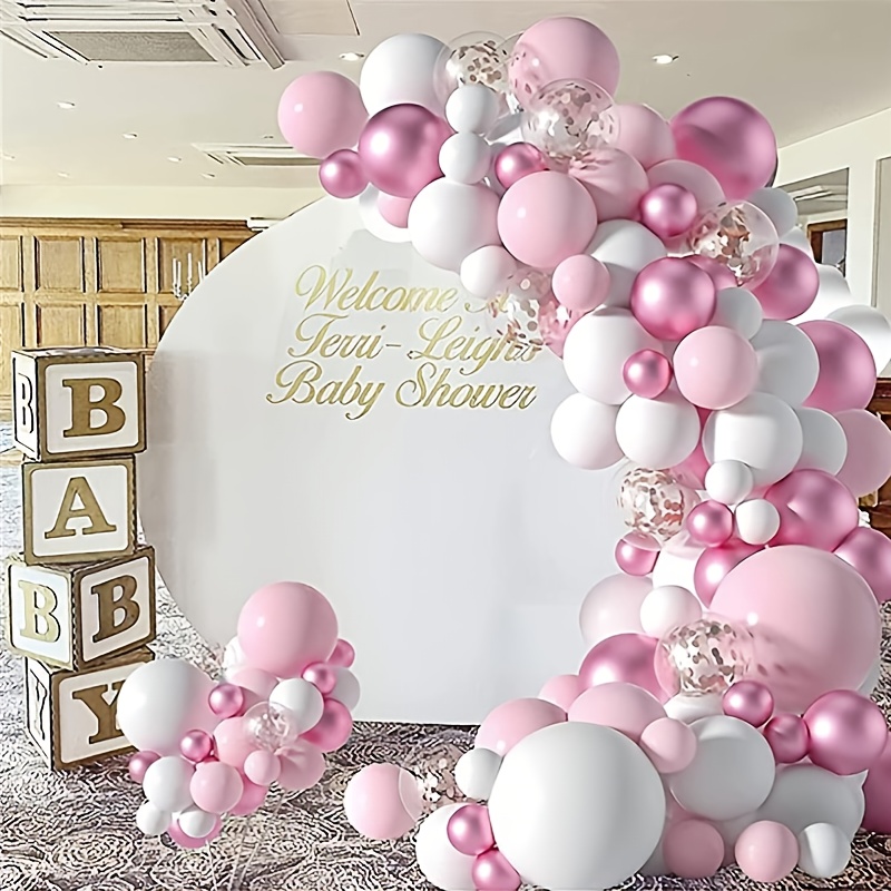Baby Shower Decorations Girl, Baby Shower Pink Balloons Set, Baby