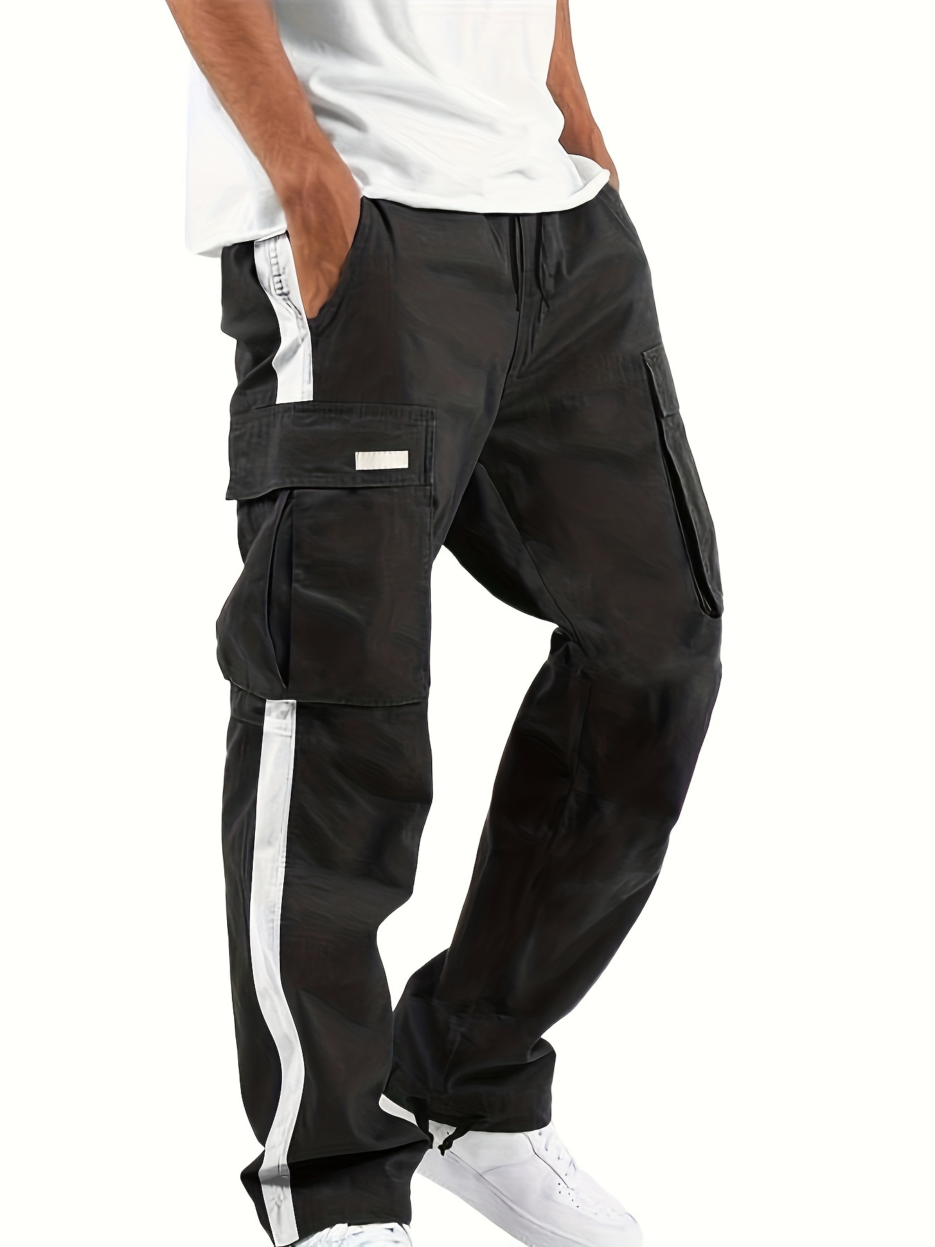 Men's Stylish Solid Cargo Jogger Pockets Causal Breathable - Temu