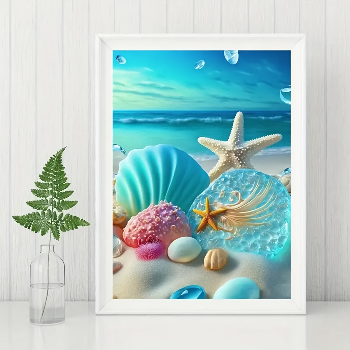 Diy 5d Frameless Diamond Painting Seaside Beach Romantic - Temu