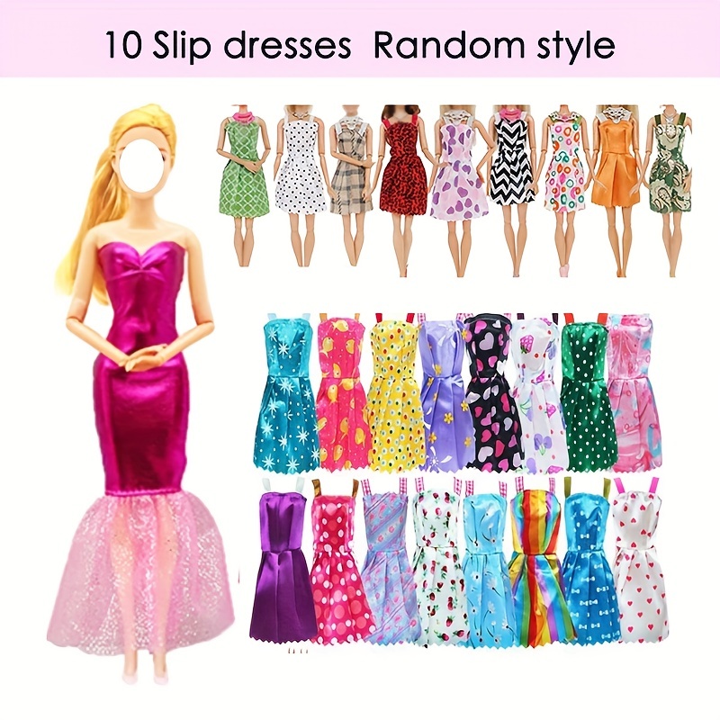 10 Pcs Doll Clothes for 11.5 inch Barbie Doll Handmade Casual Wear  Including 5 Fashion Outfits Tops and Pants 5 Fashion Dresses in Random