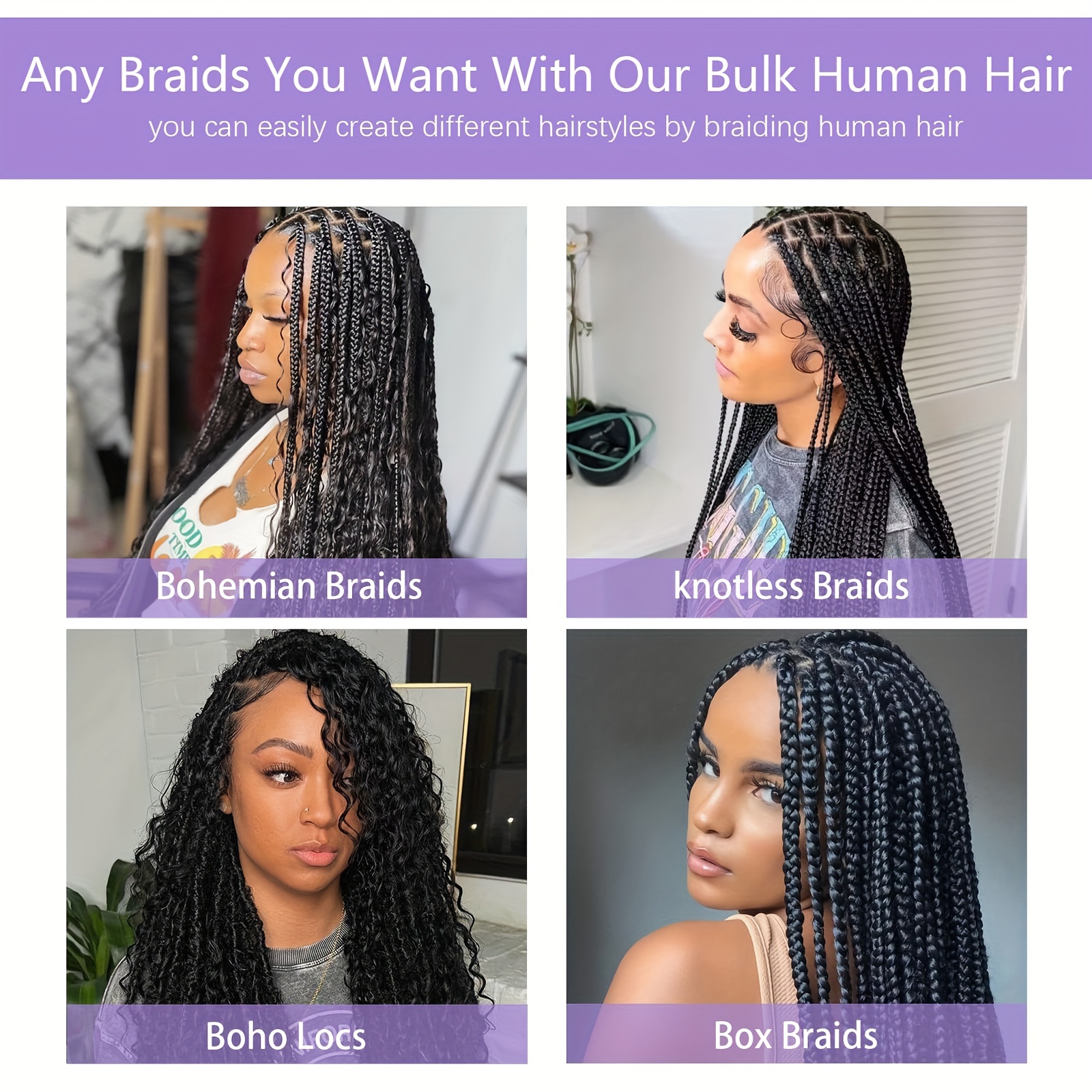 Brazilian Virgin Human Hair Bulk For Micro Braids Wet And Wavy