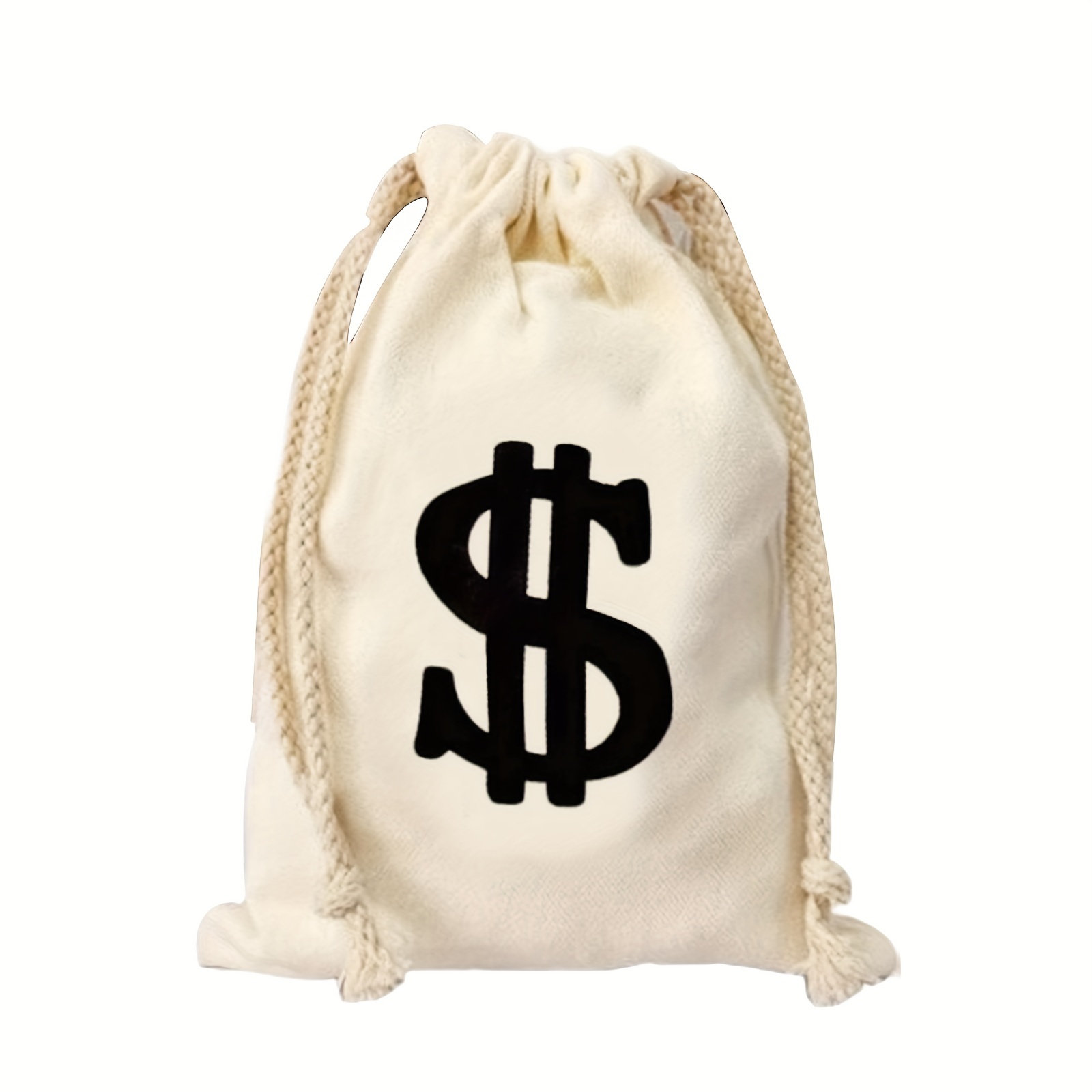 Apipi 3pcs 11.4x15.3 Inches Large Canvas Money Bags for Party, Costume Money Bag Prop with Dollar Sign, Money Sacks for Halloween Bank Robber Pirate